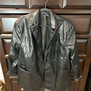 H&M Black Faux Leather Blazer